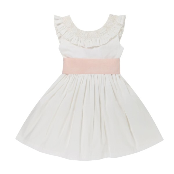 Grace Dress with Pearl Hand Smocking and Silk Sash Grace Dress with Pearl Hand Smocking and Silk Sash