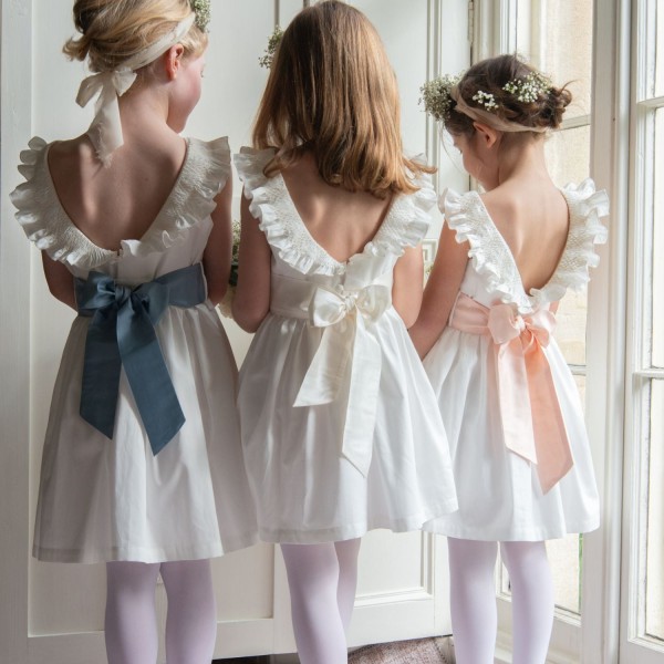 Grace Dress with Pearl Hand Smocking and Silk Sash Grace Dress with Pearl Hand Smocking and Silk Sash
