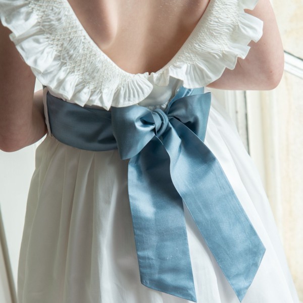 Grace Dress with Pearl Hand Smocking and Silk Sash Grace Dress with Pearl Hand Smocking and Silk Sash