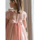 Margaret Special Occasion Dress Seashell Cotton Sateen with Gold & Pearl Hand Smocking Margaret Special Occasion Dress Seashell Cotton Sateen with Gold & Pearl Hand Smocking