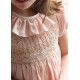 Margaret Special Occasion Dress Seashell Cotton Sateen with Gold & Pearl Hand Smocking Margaret Special Occasion Dress Seashell Cotton Sateen with Gold & Pearl Hand Smocking