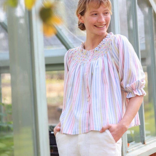 Cleopatra Blouse Pastel Rainbow with Lucky Charm Hand Smocking Edition 41
